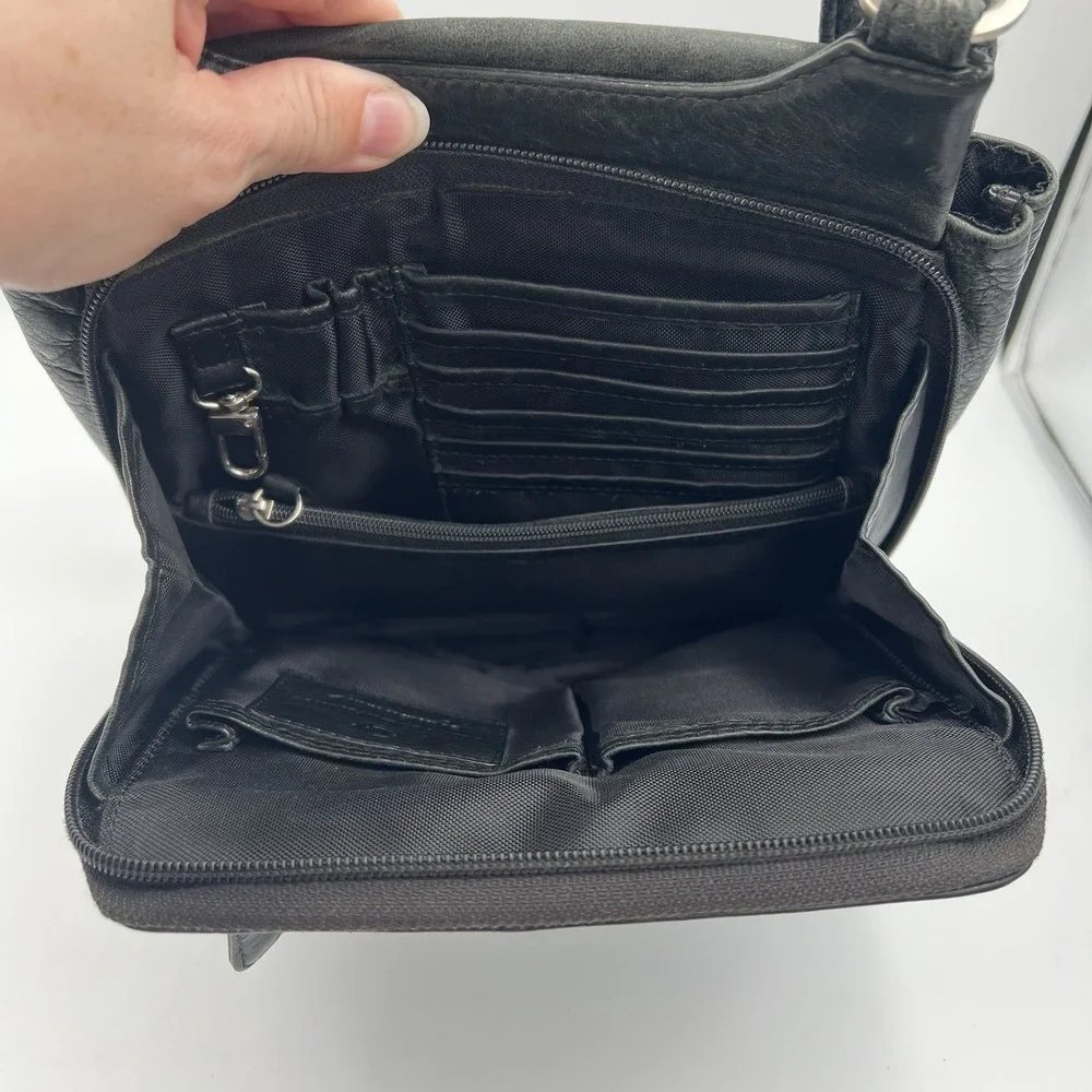 Osgoode Marley Crossbody Bag Organizer RFID Black Soft Leather Front Flap Purse